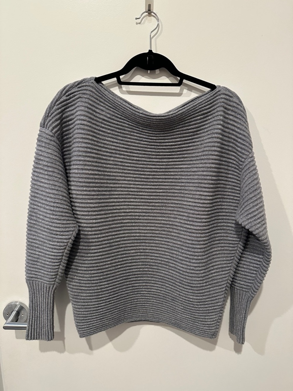Victoria Beckham Ribbed Knit Sweater Wool Off Shoulder Pullover